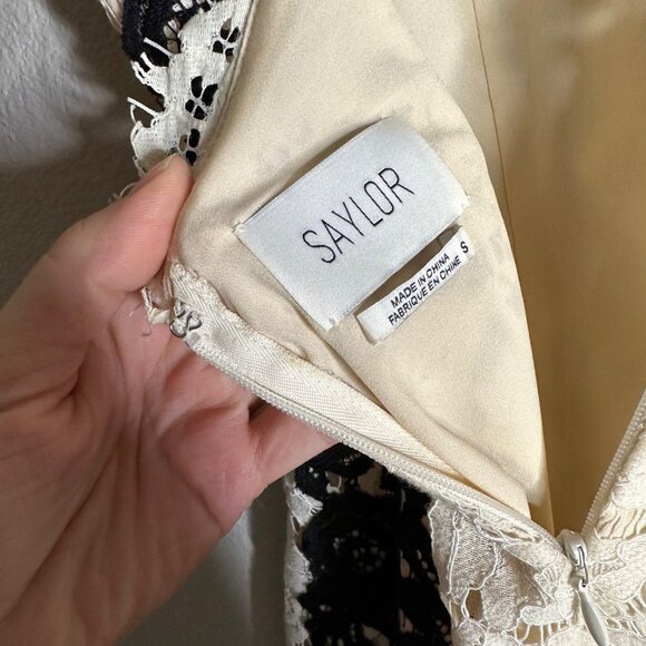 SAYLOR Alexis Mini Dress Size Small Cream & Black Lace Sleeveless - Picture 9 of 12